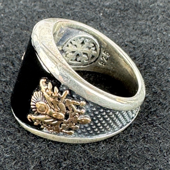 KAR Handmade 925 Sterling Silver Black Onyx Coat of Arms Ottoman size 9 - Picture 5 of 8